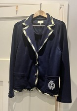 Joules Aye Aye Women's Navy Nautical Blazer, Size 16 Cotton Button-Up