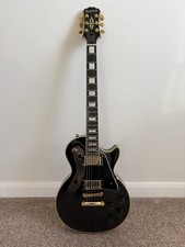 Epiphany Les Paul Custom Black and Gold Electric Guitar W/ Soft Case Used
