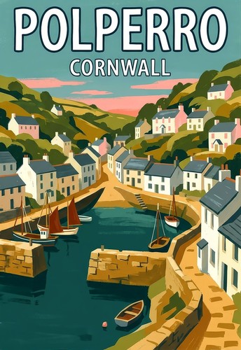 Travel poster polperro - poster, a3
