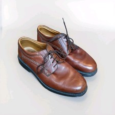 Vintage Hush Puppies Brown Leather Derby Shoe Made In Italy - Size 8