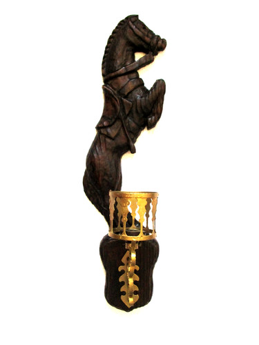 Carved wood horse vintage - wood, 26"