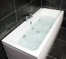 Whirlpool Bath Double Ended 1800mm x 800mm White with 6 Chrome Finish Jets Spa