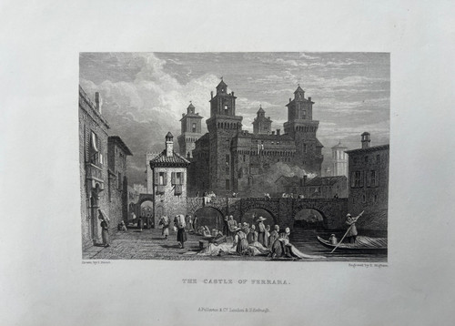 1832 antique print castello - print;,