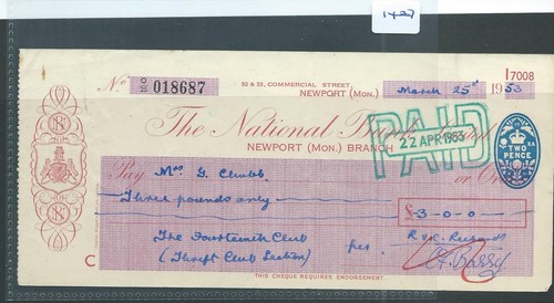 Cheque ch1407 used - ,