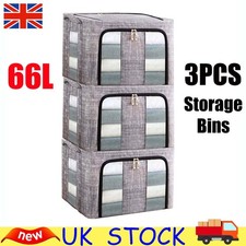 3X 66L Folding Storage Box