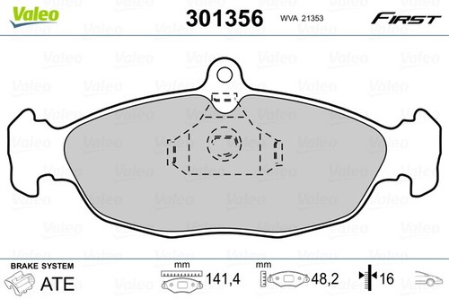Valeo 301356 brake pad set - pad,