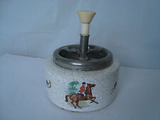 Vintage Silberdistel Fayencen spin ashtray crackle glaze horses fox hunting rare