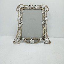 Vintage Art Nouveau Floral Photo Frame Brass, Enamel, Faux Pearl -  Easel Back