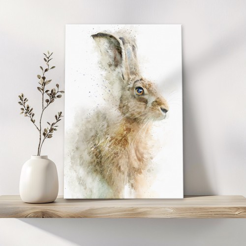 Brown hare canvas - hare, art
