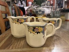 Vintage Art Deco 3 Jug Set RCM/Nelson Ware. Floral. Made in England. 