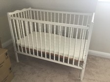 White Dropside Cot And Mattress