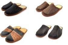 Mens Natural Leather Slippers