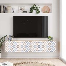 Future TV Unit Floating Entertainment Center Console with Storage UV Print