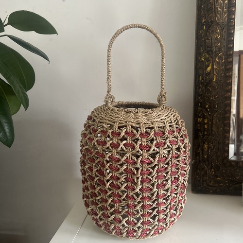 Rustic woven wicker lantern - woven,
