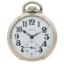 Antique 16s 1925 Illinois 14 21j Railroad Pocket Watch Bunn Special White GF