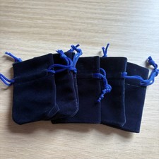 Set Of 5 Navy Blue Velvet Feel 7 X 5cm Small Pouch Jewellery Gift Bags