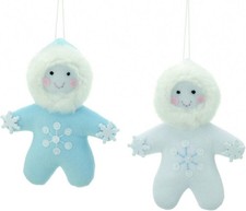 Set of 2 White & Blue Plush
