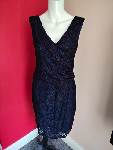 Reiss black blue floral lace - black,