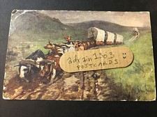 c1905 BULL TRAIN/ Cows Cattle  USA Wild West/ Artist Signed John Innes/ Troilene