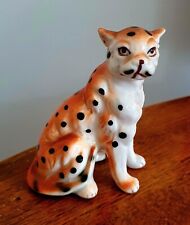 Vintage Handpainted Porcelain Leopard Cheetah  Figurine