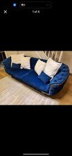 Set Of Royal Blue Velvet Sofa, There Is A 3 Seater And 2 Seater