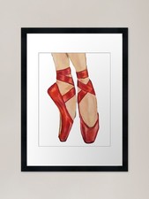 Red Pointe Ballet Shoes Framed