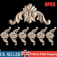 8x Unpainted Wooden Carved