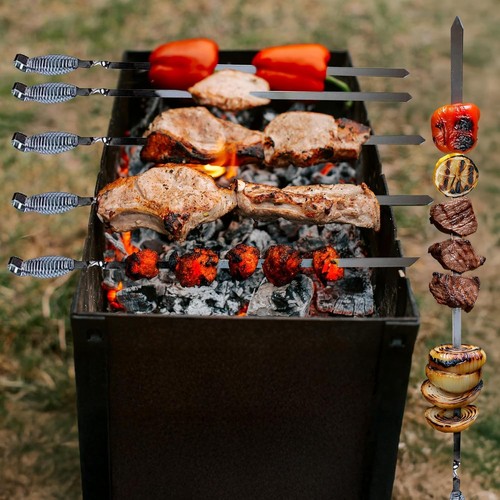 6pc bbq skewer stainless steel - 6pc,