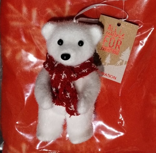 Adorable flocked polar bear - flocked,