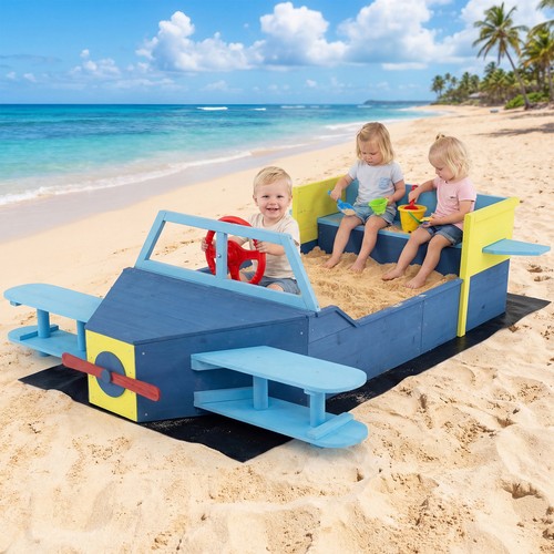 Large wooden kids sandbox with - kids,