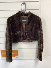 betty jackson faux fur cropped jacket shrug size 10 [DE]