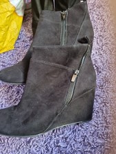 Ladies black wedge heal ankle boot size 6