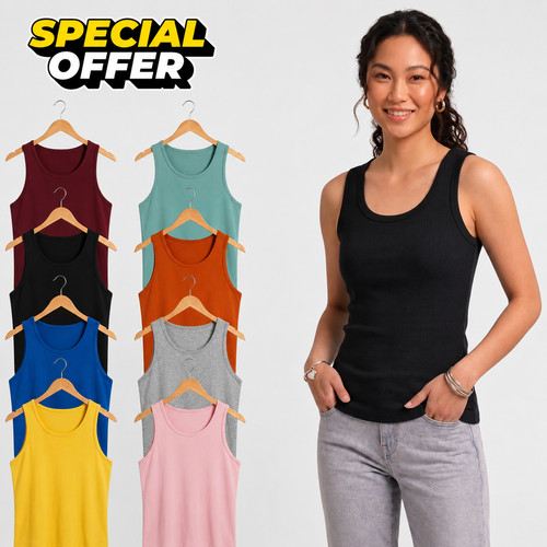 Ladies fitted ribbed vest - ribbed,