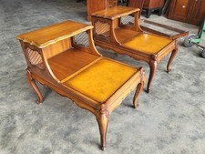 Pair antique repro French side end sofa tables cabriole legs