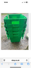 5x Green plastic tote storage boxes with lids 30/30/40cm