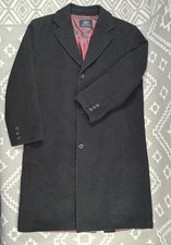William Hyde Mens Vintage Wool Cashmere Blend Long Coat Large Black Button Up