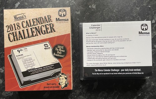 Mensa 2018 calendar challenger - mensa,