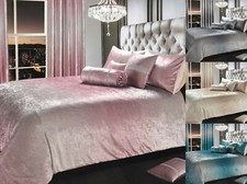 Luxury Two Tone Bling Crushed Velvet Duvet Set Quilt Cover Bedding Glitz Glamour