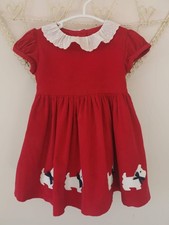 Trotters Confiture Baby Anglaise Cotton Scotty Dog Dress, Berry Red 12-18 months