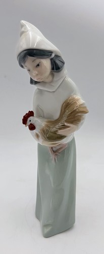 Lladro girl holding roaster - girl,
