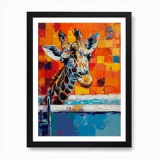 Giraffe In The Bath Warm Tones