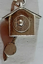 Vintage Sterling Silver KINETIC CUCKOO CLOCK #2 Charm for Charm Bracelet, 1.23g