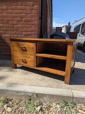 Twin Drawer Solid Oak Tv Stand