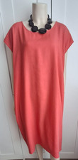 Soft B Linen Mix Dress Lagenlook Oversized Cap Sleeves Size- M