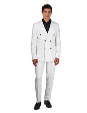 LLOYD – Mens Tailored Fit Double-Breasted Pinstripe Linen 2 Piece Summer Suit