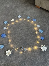 Handmade Snowflake Light Up Bunting In White And Blues