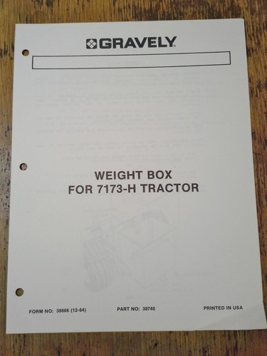 Gravely front weight box - front, for