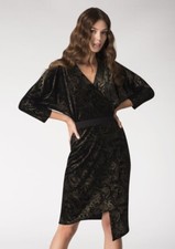 Closet Velvet Wrap Dress Jersey Kimono London Sizes 12 Uk BNWT RRP £60 Black