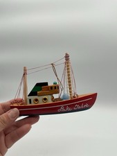 Vintage Miniature Fishing Ship Boat Trawler Nautical Wooden Souvenir Lake Taho