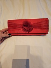 Womens Red Clutch Bag Which Can Be Worn As Cross Body Purse